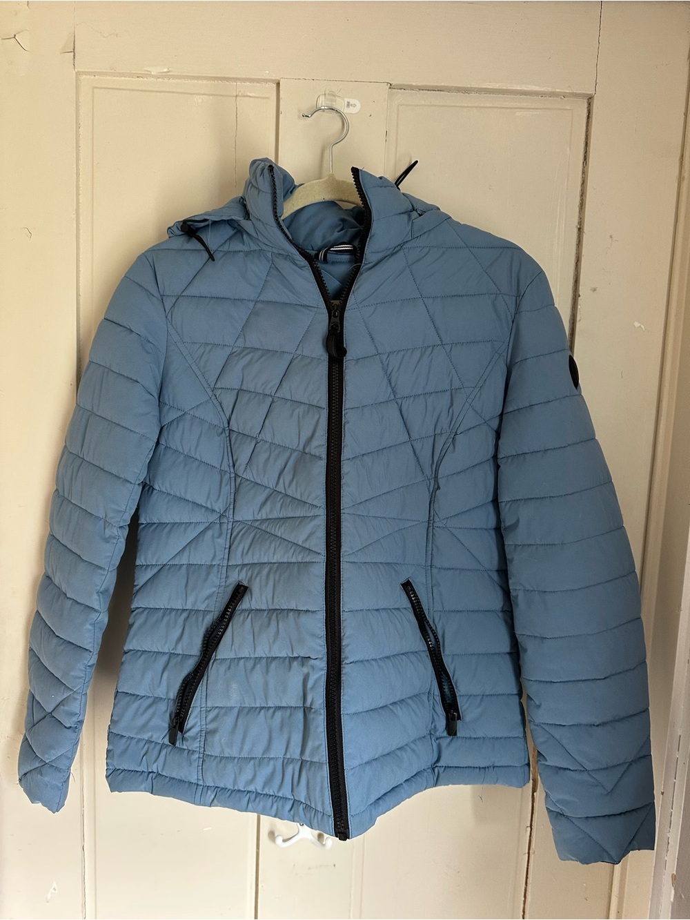 Nautica Light Blue Quilted Jacket with Hood